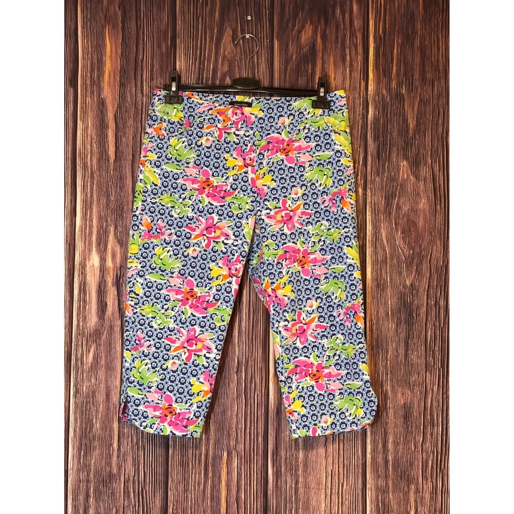 Jessica Riley Pants Womens PL Multicolor Floral Crop Stretch Resort Lilly Style